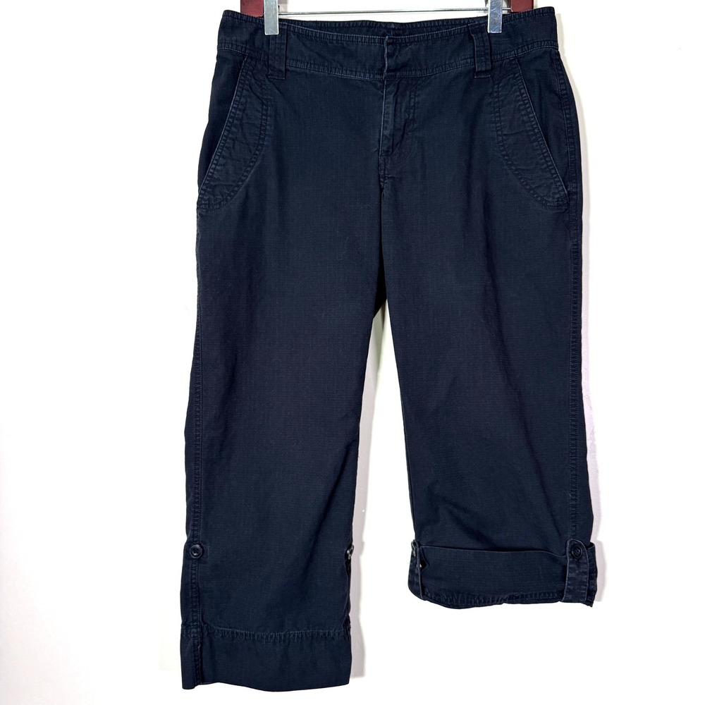 The North Face Capri Pants Womens 8 Black Cotton Canvas‎ Adjustable Y2K Cropped